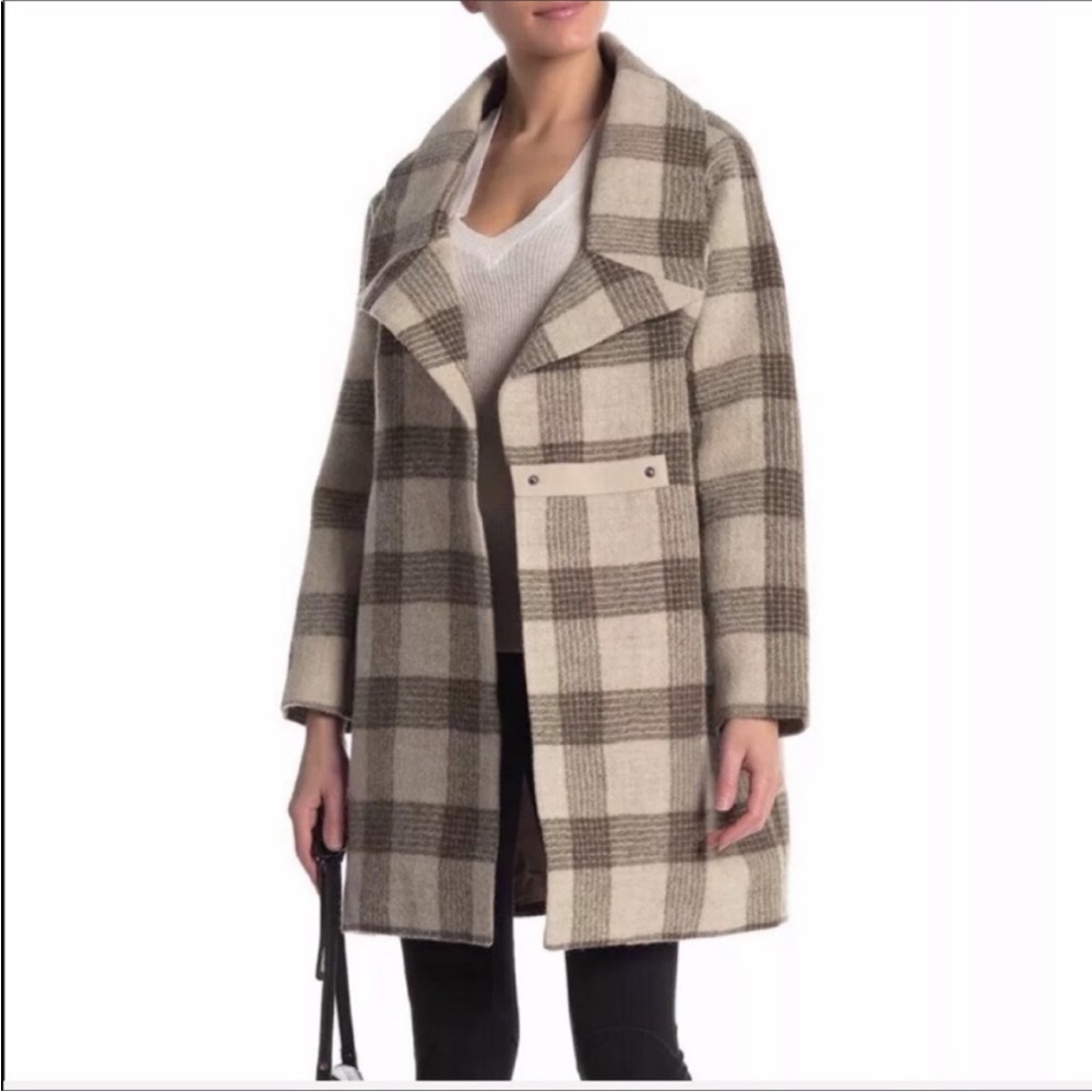 James Perse Women’s 3 (US Large) Wool Plaid Cocoon Coat Jacket $995